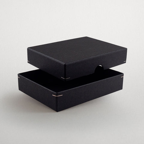 Schachtel | 12,5 x 9,5 x 2,5 cm Schwarz | Box mit Deckel,Fotobox,Geschenkverpackung,Kraftkarton Schwarz,Produktverpackung,Schachtel,Schachtel mit Stülpdeckel,Schmuckschachtel,Schwarz