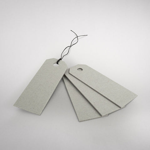 25 Geschenkanhänger | 4 x 12 cm | Hängeetiketten aus Graukarton |
