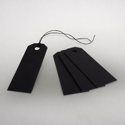 25 Geschenkanhänger | 4 x 12 cm | Hängeetiketten Schwarz |
