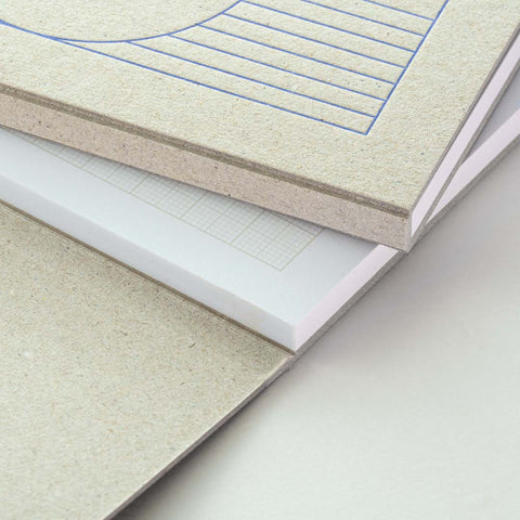 Notizblock mit Umschlag | technisches Zeichenpapier | Millimeterpapier DIN A5 | Hochwertige Verpackung mit Eckenheftung und geprägtem Logo