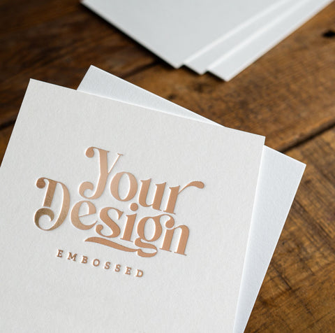 Hochwertige Karte mit glänzender Roséfolie im Letterpress-Verfahren