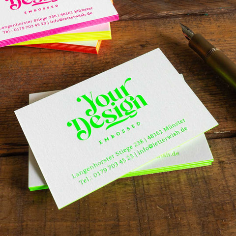 Visitenkarten mit Neonfolie und Farbschnitt