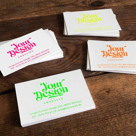 Visitenkarten mit Neonfolie