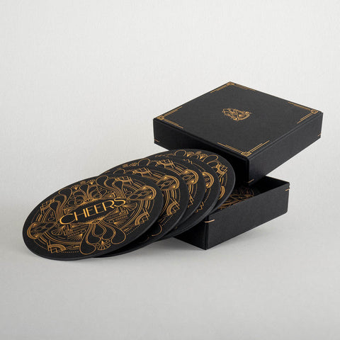 Untersetzer | 16 Stück im Art-Déco Stil | Goldprägung |