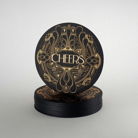 Untersetzer | 16 Stück im Art-Déco Stil | Goldprägung |