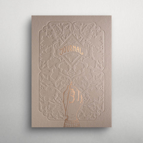 Bullet Journal | Tagebuch | Notizbuch Letterpress - Ivory Rosé | Einzigartiges Bullet Journal mit geprägtem Titel - Handarbeit