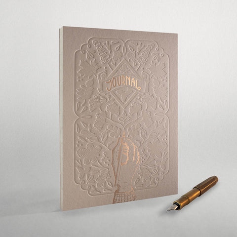 Bullet Journal | Tagebuch | Notizbuch Letterpress - Ivory Rosé | Einzigartiges Bullet Journal mit geprägtem Titel - Handarbeit