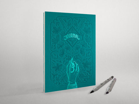 Bullet Journal | Tagebuch | Notizbuch Letterpress - Turquoise | Einzigartiges Bullet Journal mit geprägtem Titel - Handarbeit