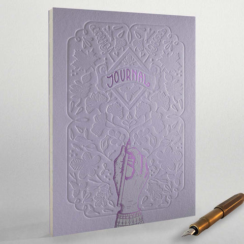 Bullet Journal | Tagebuch | Notizbuch Letterpress - Violet | Einzigartiges Bullet Journal mit geprägtem Titel - Handarbeit