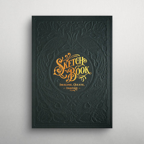 Skizzenbuch | Letterpress Sketchbook - Racing Green | Hochwertiges Skizzenbuch mit geprägtem Titel - Handarbeit