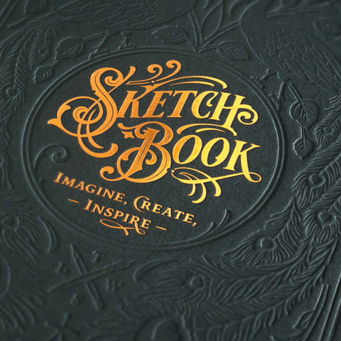 Skizzenbuch | Letterpress Sketchbook - Racing Green | Hochwertiges Skizzenbuch mit geprägtem Titel - Handarbeit
