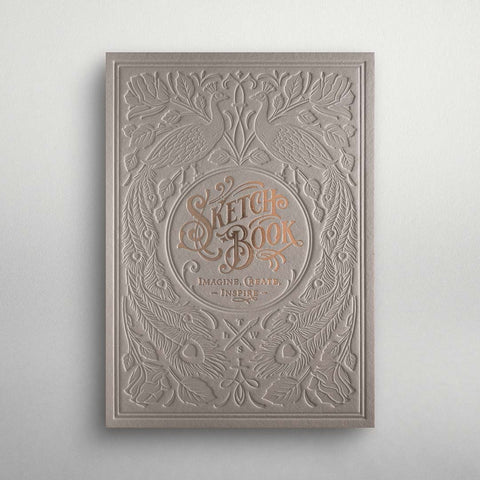 Skizzenbuch | Letterpress Sketchbook - Ivory | Hochwertiges Skizzenbuch mit geprägtem Titel - Handarbeit