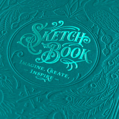 Skizzenbuch | Letterpress Sketchbook - Turquoise | Hochwertiges Skizzenbuch mit geprägtem Titel - Handarbeit