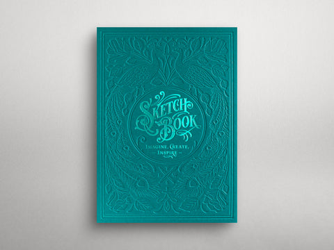 Skizzenbuch | Letterpress Sketchbook - Turquoise | Hochwertiges Skizzenbuch mit geprägtem Titel - Handarbeit