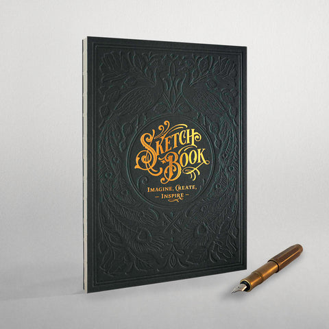 Skizzenbuch | Letterpress Sketchbook | Hochwertiges Skizzenbuch mit geprägtem Titel - Handarbeit